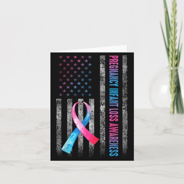 Tarjeta American Flag Nk &amp; Blue Pregnancy Infant Loss  (Anverso)