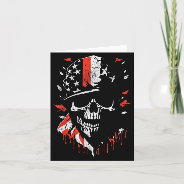 Tarjeta American Flag Skull Soldier Patriotic Military Gra (Anverso)