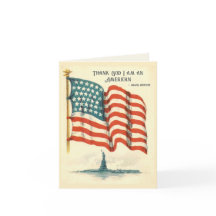 American Flag Statue of Liberty Blank Card