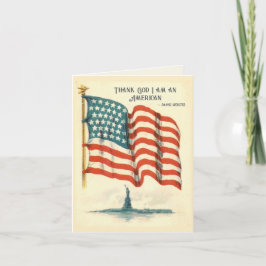 Tarjeta American Flag Statue of Liberty Blank Card