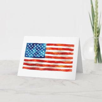 Tarjeta American Flag Watercolor Painting Artistic USA 