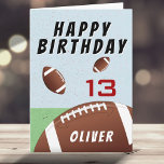 Tarjeta American Football Ball Happy Birthday<br><div class="desc">American Football Ball Happy Birthday Card. Football-themed happy birthday card. Personalize this football card with your name and text on the front and message inside or erase it. Great for kids who love football and sports.</div>