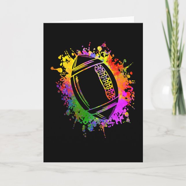 Tarjeta American Football Rugby Watercolor Splashes (Anverso)