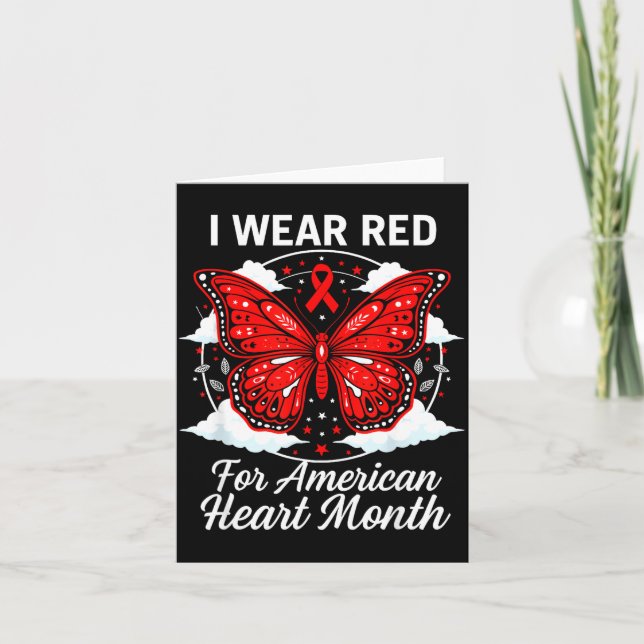 Tarjeta American Heart Disease Awareness Month Ribbon Red  (Anverso)