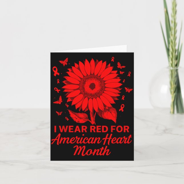 Tarjeta American Heart Disease Awareness Month Ribbon Red  (Anverso)