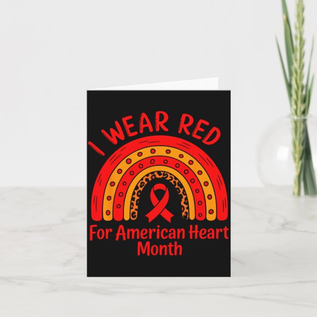 Tarjeta American Heart Disease Awareness Month Ribbon Red  (Anverso)
