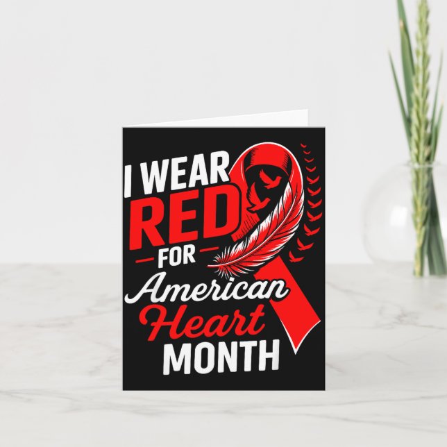 Tarjeta American Heart Disease Awareness Month Ribbon Red  (Anverso)