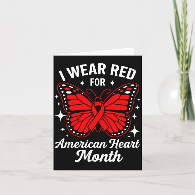 Tarjeta American Heart Disease Awareness Month Ribbon Red  (Anverso)