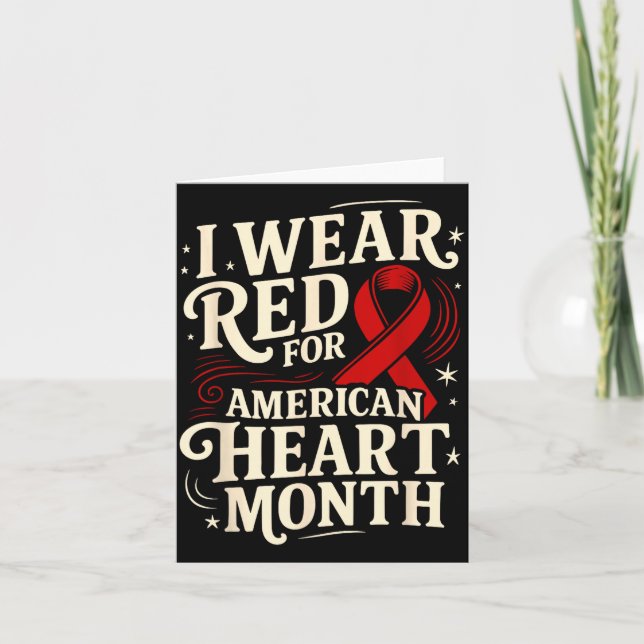 Tarjeta American Heart Disease Awareness Month Ribbon Red  (Anverso)