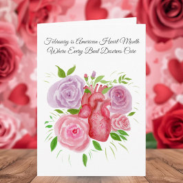 Tarjeta American Heart Month Heart Surrounded by Roses
