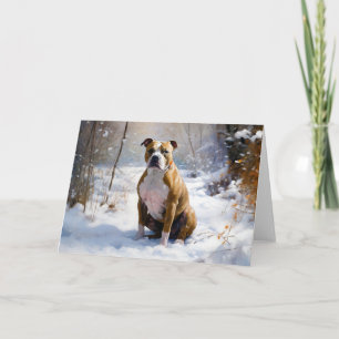 Tarjeta American Staffordshire Deja que nieve Navidad