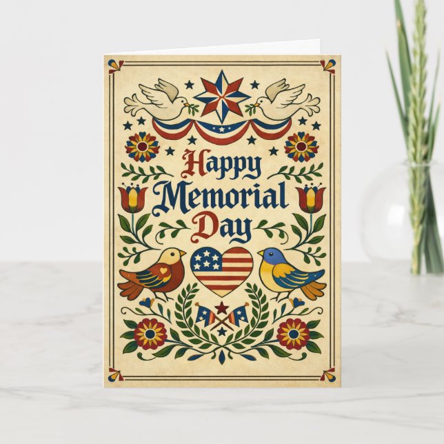Tarjeta Americana Folk Art Memorial Day  (Anverso)