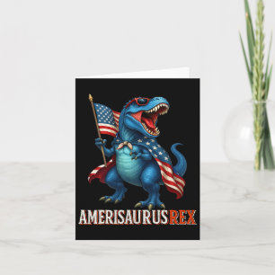 Tarjeta Amerisaurus T Rex Dinosaur 4 De Julio Bandera Amer
