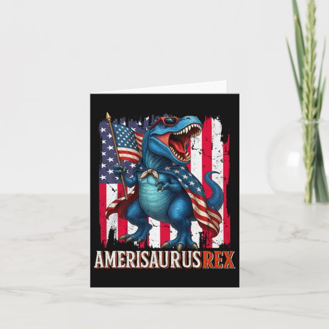 Tarjeta Amerisaurus T Rex Dinosaur 4 De Julio Fl Estadouni (Anverso)