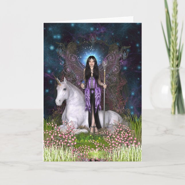 Tarjeta Amethyst de la hada y del unicornio (Anverso)