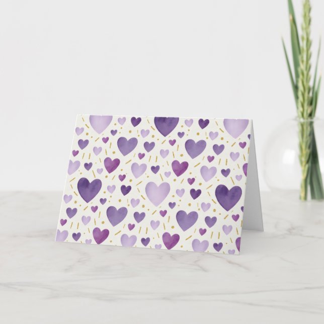 Tarjeta Amethyst Dream Watercolor Hearts (Anverso)