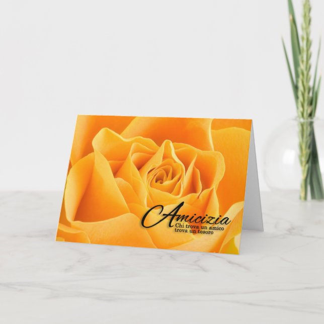 Tarjeta Amicizia Amistad Rosa Amarillo Idioma Italiano (Anverso)