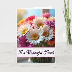 Tarjeta Amiga Floral Rayada por Siempre