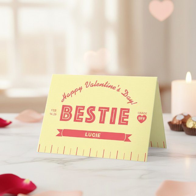 Tarjeta Amiga PERSONALIZADA Retro Stick de Mantequilla Día (Your GRADE BFF BESTIE will heart this custom Valentine's or Galentine's  Day card!)