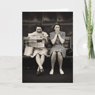 Tarjeta Amigas Vintage Riéndose Juntas