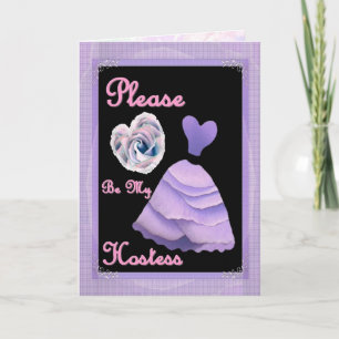 Tarjeta AMIGO - Be My Hostess PURPLE Vestido and Heart