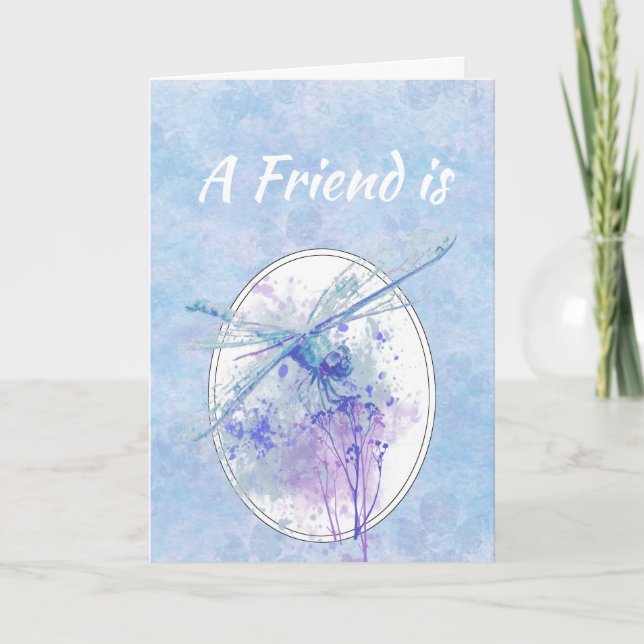Tarjeta Amigo Birthday Blue Dragonfly Watercolor Art (Anverso)