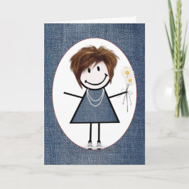 Tarjeta Amigo Chica de la figura del palo de cumpleaños co