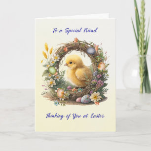 Tarjeta Amigo Chick de Pascua en guirnalda de Grapevine