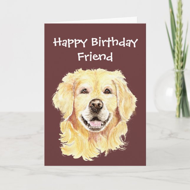 Tarjeta Amigo del cumpleaños Perro Golden Retriever (Anverso)