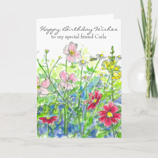 Tarjeta Amigo del feliz cumpleaños de la flor de la