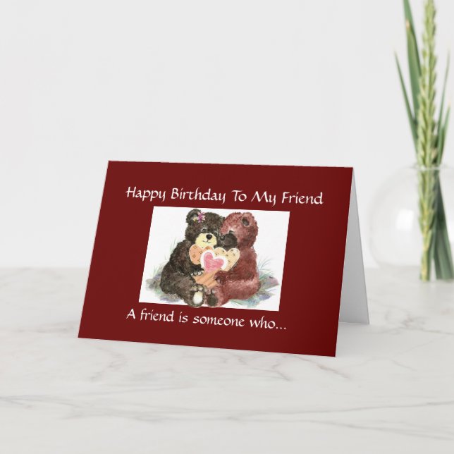 Tarjeta Amigo divertido del cumpleaños - colección del oso (Anverso)