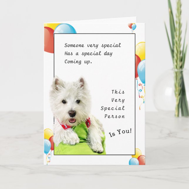 Tarjeta Amigo especial del feliz cumpleaños con un Westie (Anverso)