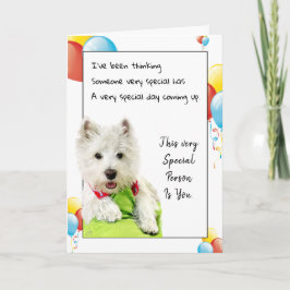 Tarjeta Amigo especial del feliz cumpleaños con un Westie
