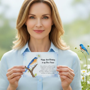 Tarjeta Amigo Feliz cumpleaños de Abril con Bluebird
