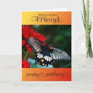 Tarjeta Amigo - Feliz cumpleaños - Mariposa negra