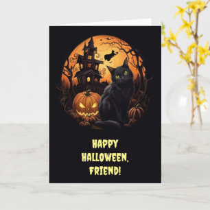 Tarjeta Amigo feliz fiesta de Halloween, fiesta de Persona