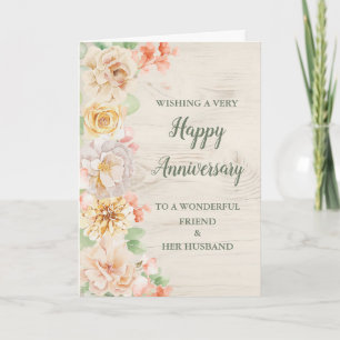 Tarjeta Amigo floral y aniversario de su marido