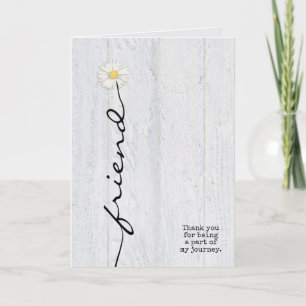 Tarjeta amigo margarita flor en madera gracias