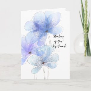 Tarjeta Amigo pensando en ti Wispy Soft Blue Flowers