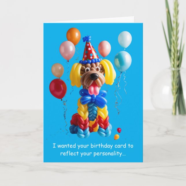 Tarjeta Amigo Perro Globo Divertido Cumpleaños Humor (Anverso)