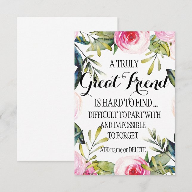 Tarjeta Amigo que deja guión de regalo para la apreciación (Anverso / Reverso)