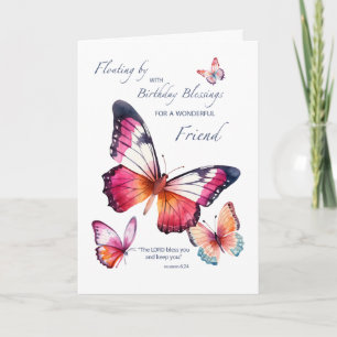 Tarjeta Amigo Religioso Cumpleaños Mariposas Acuarela