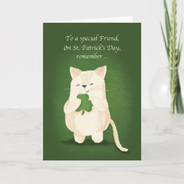 Tarjeta Amigo St Patricks Day Cute Kitten Shamrock