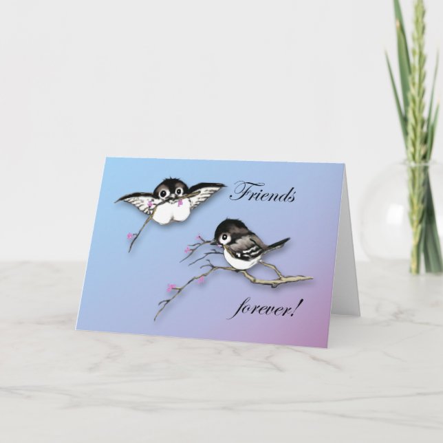 Tarjeta Amigos Cute Chickadees Card para siempre (Anverso)
