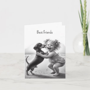 Tarjeta Amigos Dachshund Vintage