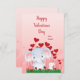 Tarjeta Amigos de elefante lindo conejo corazones rojos Va