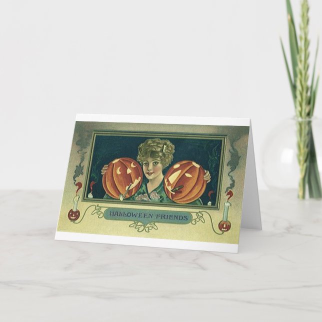 Tarjeta Amigos de Halloween - Calabazas (Anverso)
