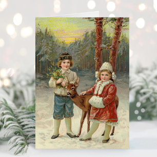 Tarjeta Amigos de invierno Vintage Christmas