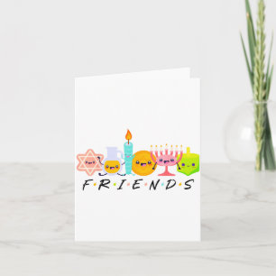 Tarjeta Amigos de Janucá Menorá Tradicional Judío Dreide