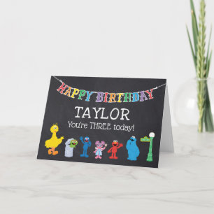 Tarjeta Amigos de la Calle Sésamo Cumpleaños Arcoíris Piza